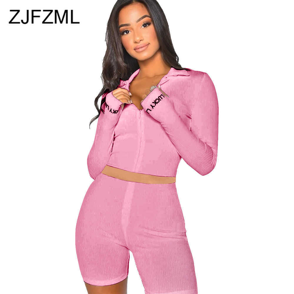 Embroidery Lucky Label 2 Two Piece Set Women Outfit Activewear Long Sleeve Zipper Crop Top Biker Shorts Elastic Female Tracksuit Y0702, Black
Embroidery Lucky Label 2 Two Piece Set Women Outfit Activewear Long Sleeve Zipper Crop Top Biker Shorts Elastic Female Tracksuit Y0702, Black