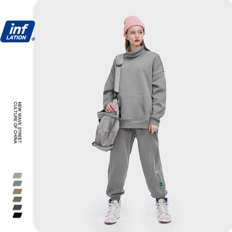 INFLATION Loose Fit Men Fleece Sweatpant Winter Warm Joggers Pants Unisex Elastic Waist Sweatpant Mens Track Pants 3206W 210930