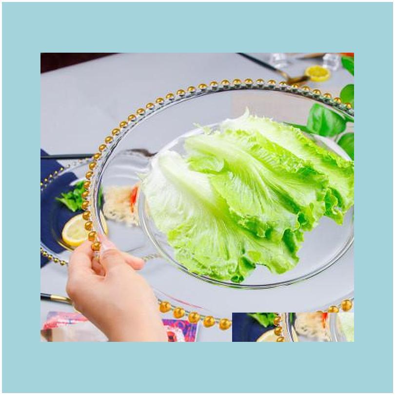 Dishes Plates Dinnerware Kitchen, Dining Bar Home & Garden21Cm Round Clear Golden Beaded Charger Pates Glass Plate For Wedding Table Decorat
Dishes Plates Dinnerware Kitchen, Dining Bar Home & Garden21Cm Round Clear Golden Beaded Charger Pates Glass Plate For Wedding Table Decorat
