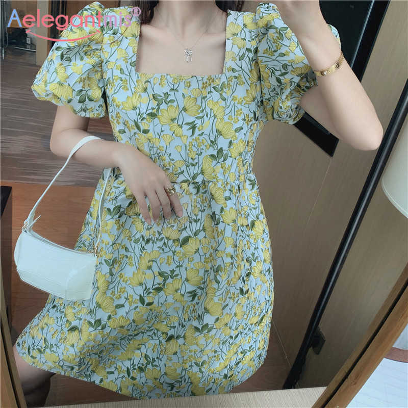 Aelegantmis Print Square Collar Dress Women Loose Puff Sleeve Short Dresses Solid Vestidos Casual Korean Chic Summer A Line 210607, Purple 
Aelegantmis Print Square Collar Dress Women Loose Puff Sleeve Short Dresses Solid Vestidos Casual Korean Chic Summer A Line 210607, Purple