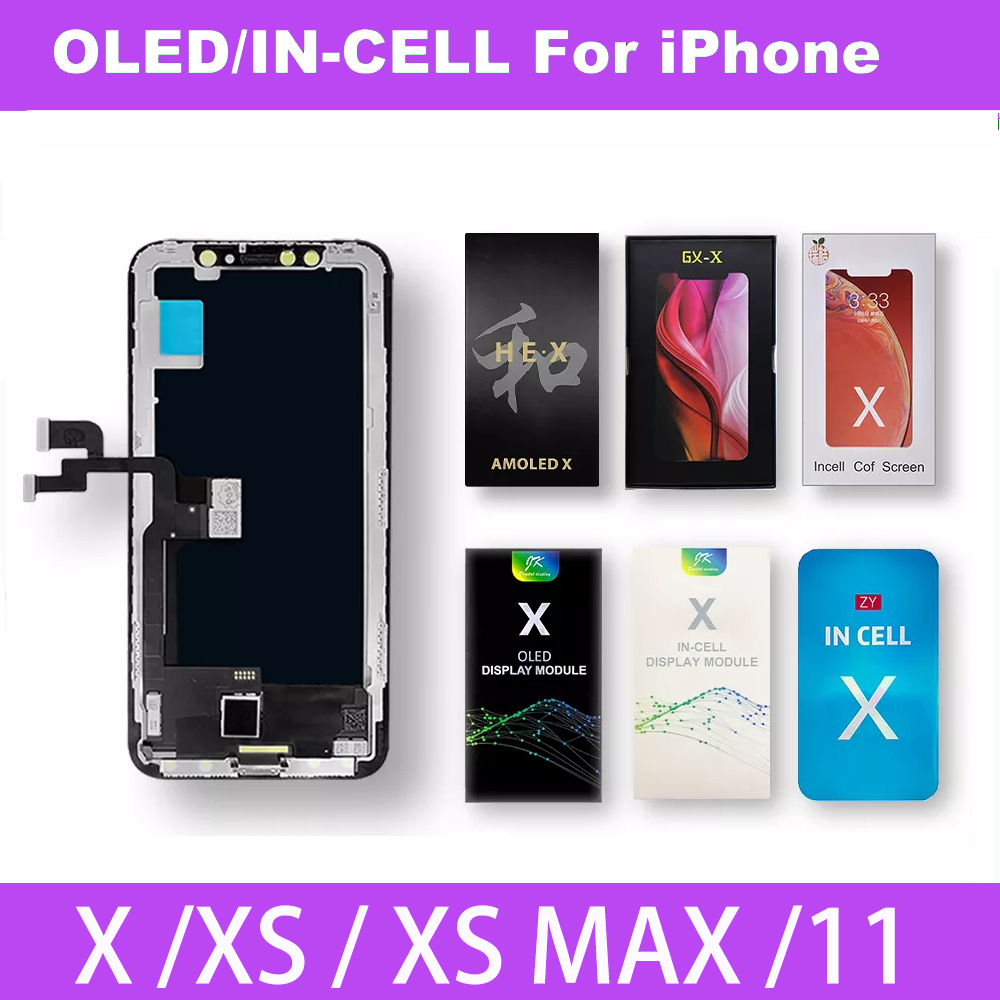 

OLED GX HE For iPhone X XS Max XR 11 Pro LCD Display Panels incell Original RJ TFT RJ With 3D Touch Screen Digitizer Replacement Assembly