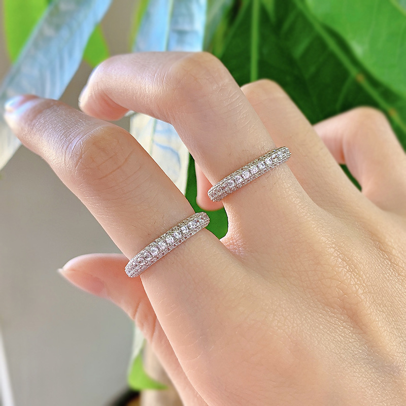 Eternity Micro Pave Moissanite Dia Ring Sterg Sier Wedding Band Rings for Women Men Promise Jewelry engagement rings