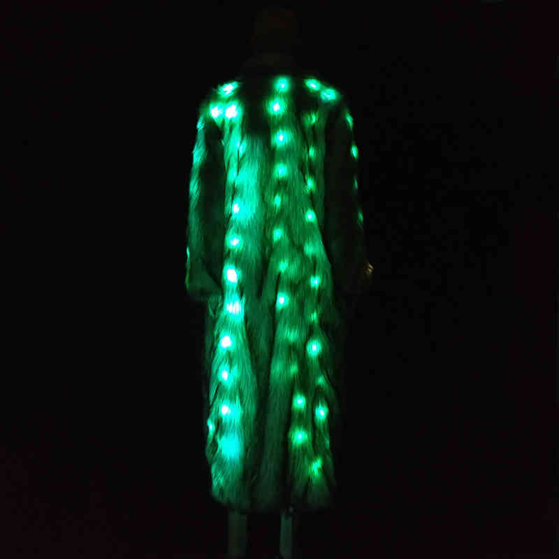 Led Coat Long Fur Women's With Light Stage Suit Jacket Women Clothes 211213