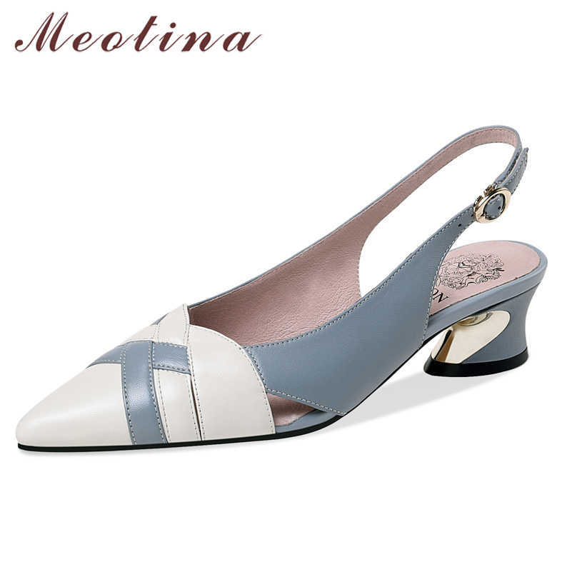 Meotina Women Shoes Real Leather Sandals Med Heel Buckle Sandals Pointed Toe Thick Heel Lady Footwear Summer Yellow Size 34-41 210608
Meotina Women Shoes Real Leather Sandals Med Heel Buckle Sandals Pointed Toe Thick Heel Lady Footwear Summer Yellow Size 34-41 210608