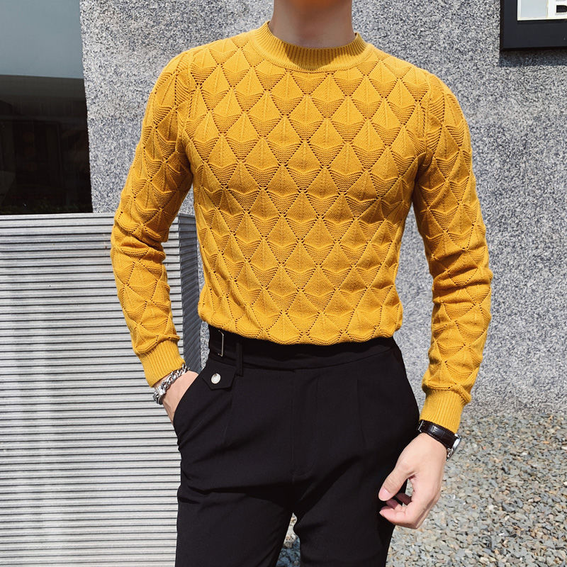 New 2021 Knitting Thread Slim Hollow Out Yellow Solid Color Herren Winter O-neck Pullover Men Thick Sweater Sysg, White
New 2021 Knitting Thread Slim Hollow Out Yellow Solid Color Herren Winter O-neck Pullover Men Thick Sweater Sysg, White