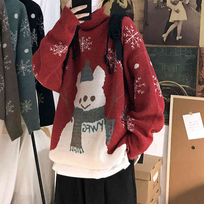 men's sweaters fall winter sweater vintage korean christmas couples loose lazy kpop turtleneck high trend thicken casual harajuku, White;black
men's sweaters fall winter sweater vintage korean christmas couples loose lazy kpop turtleneck high trend thicken casual harajuku, White;black