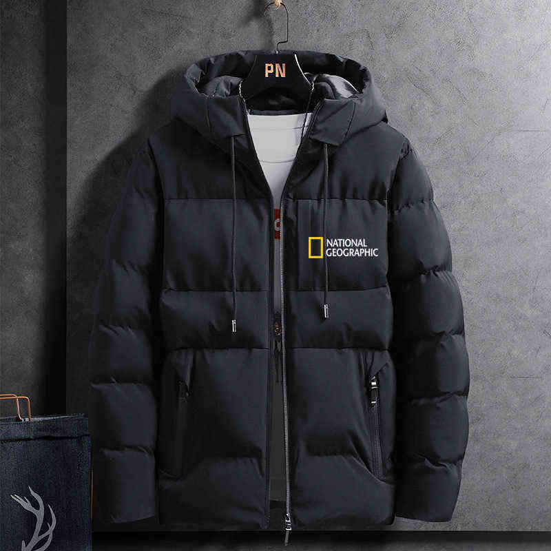 National Geographic Clothing Winter Jacket Men Plus Size 4XL Cotton Padded Warm Parka Coat Casual Male Windbreaker 211214