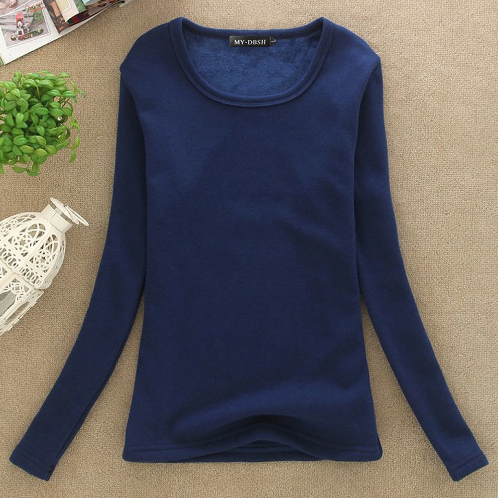 Women Winter Slim Fit T Shirt Lady Thick Thermal T-shirts Warm Velvet T Shirts Women's Long Underwear Shirts Plus Size Tops 4XL 210302