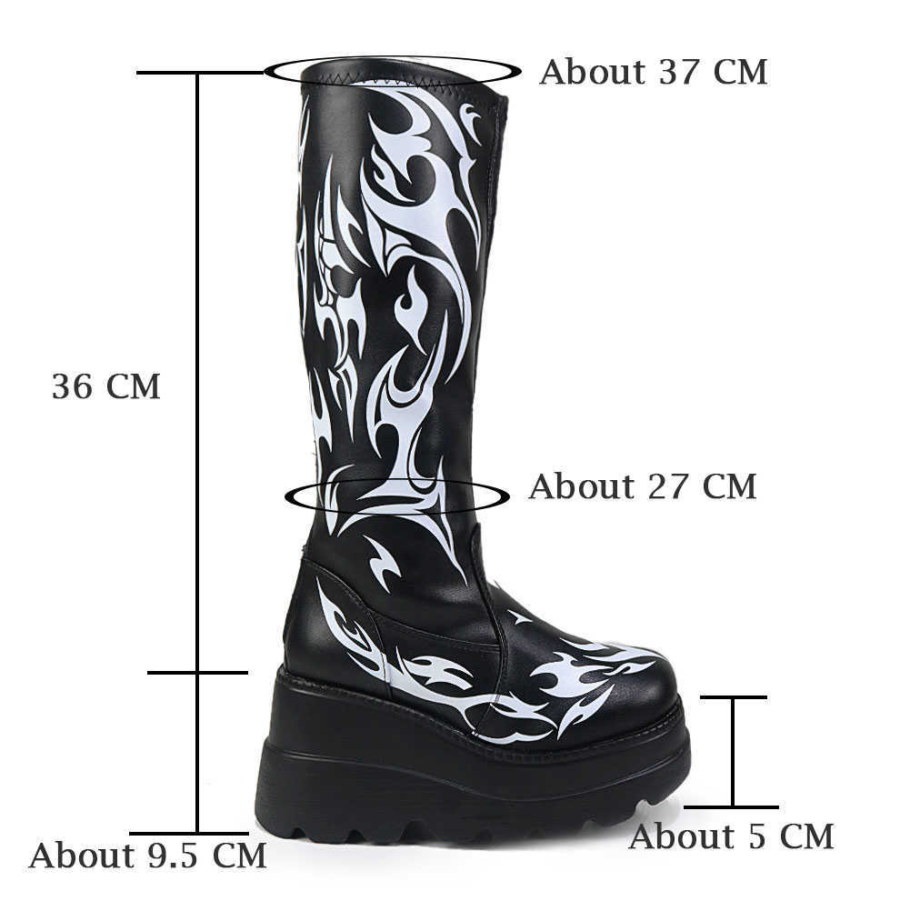 DORATASIA Large Size 43 Women Platform Black Punk Chunky Shoes Casual Boots Women Wedges Punk Goth Zipper Mid Calf Boots Y0910