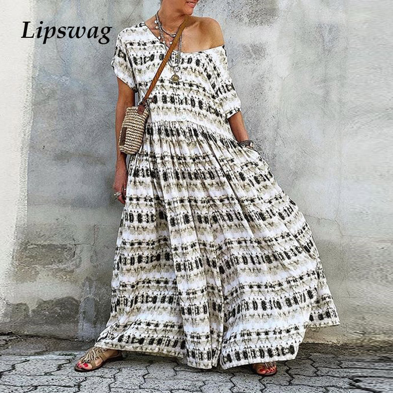 casual short sleeve beach loose dress spring summer vintage printed women maxi dress lady elegant off shoulder long party dresshigh quality, Black;gray
casual short sleeve beach loose dress spring summer vintage printed women maxi dress lady elegant off shoulder long party dresshigh quality, Black;gray