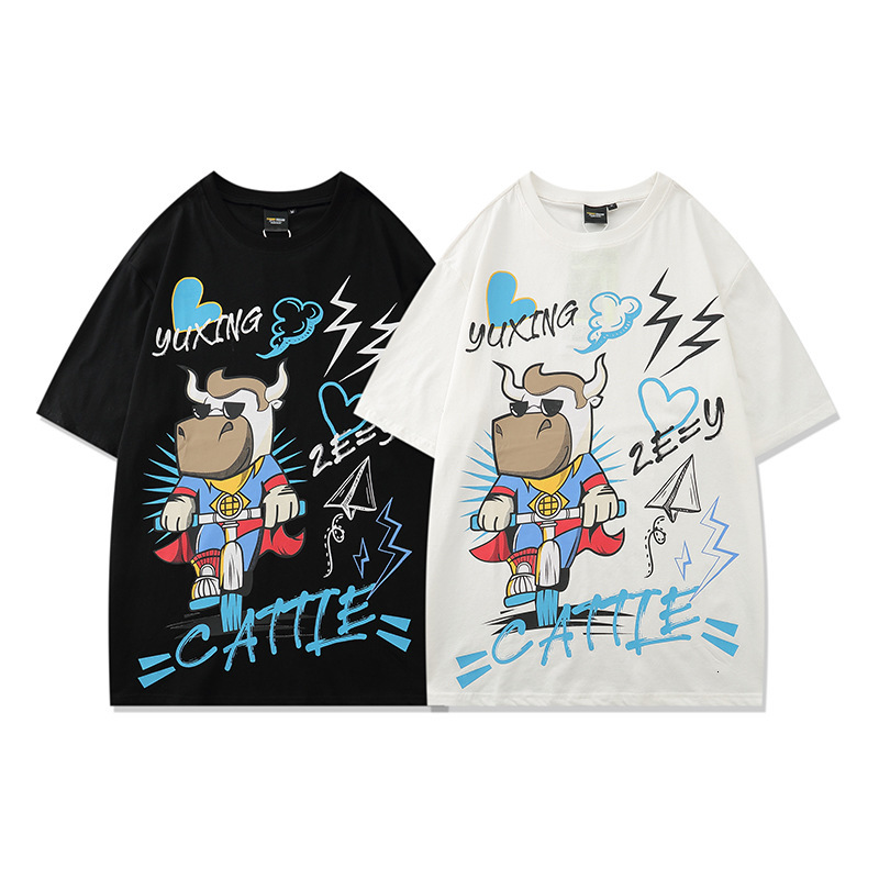 fashion t shirt 2021 summer brand street personality cartoon niu print short sleeve men's and women's loose, White;black
fashion t shirt 2021 summer brand street personality cartoon niu print short sleeve men's and women's loose, White;black