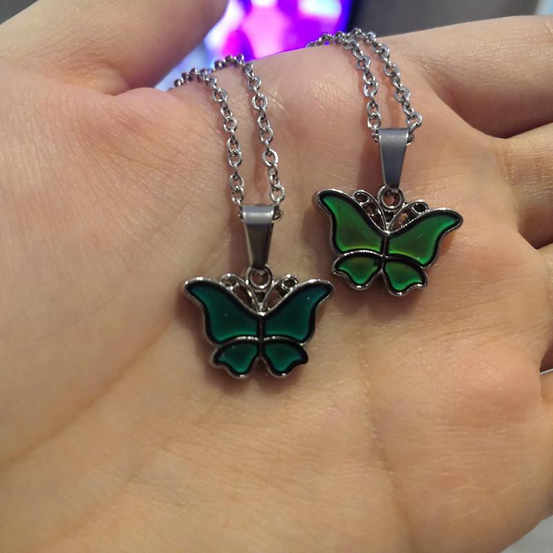 Pendant Necklaces Mood Butterfly Necklace Temperature Control Color Change Stainless Steel Chain Jewellery Women, Silver
Pendant Necklaces Mood Butterfly Necklace Temperature Control Color Change Stainless Steel Chain Jewellery Women, Silver