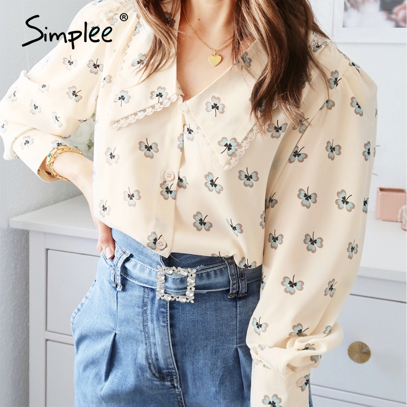 Vintage blue plaid turndown collar shirt Button long sleeve cotton blouse ladies Cute autumn winter women clothing 210308