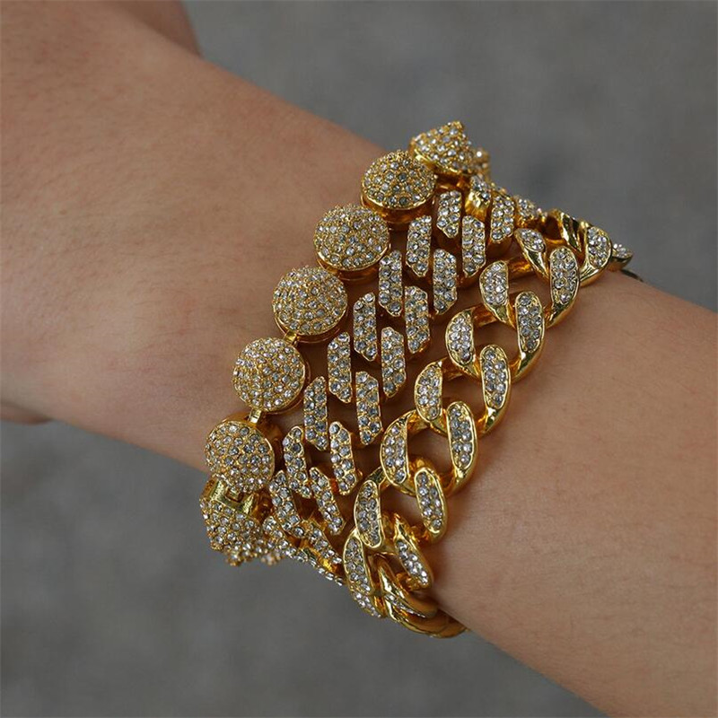Handmade Sparkling Cuba Bracelets Luxury Jewelry 18K White Gold Fill CZ Crystal Zircon Hip Hop Party Promise High Quality Women Men Bangle For Lovers 