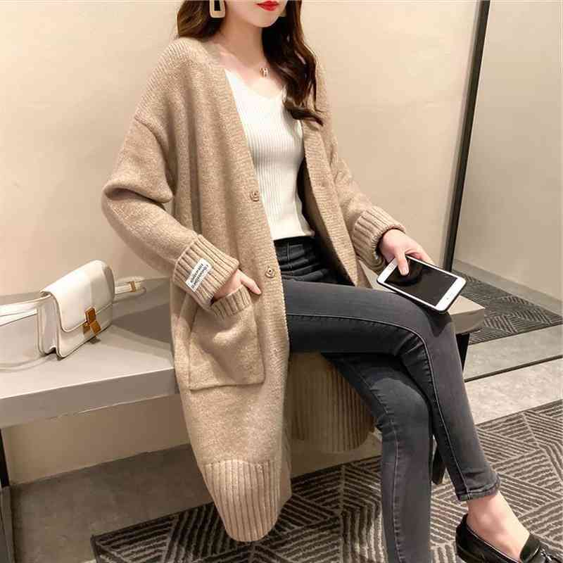womens mid-length v-neck plain knitted cardigan spring and autumn loose outdoor winter clothes women, White;black
womens mid-length v-neck plain knitted cardigan spring and autumn loose outdoor winter clothes women, White;black