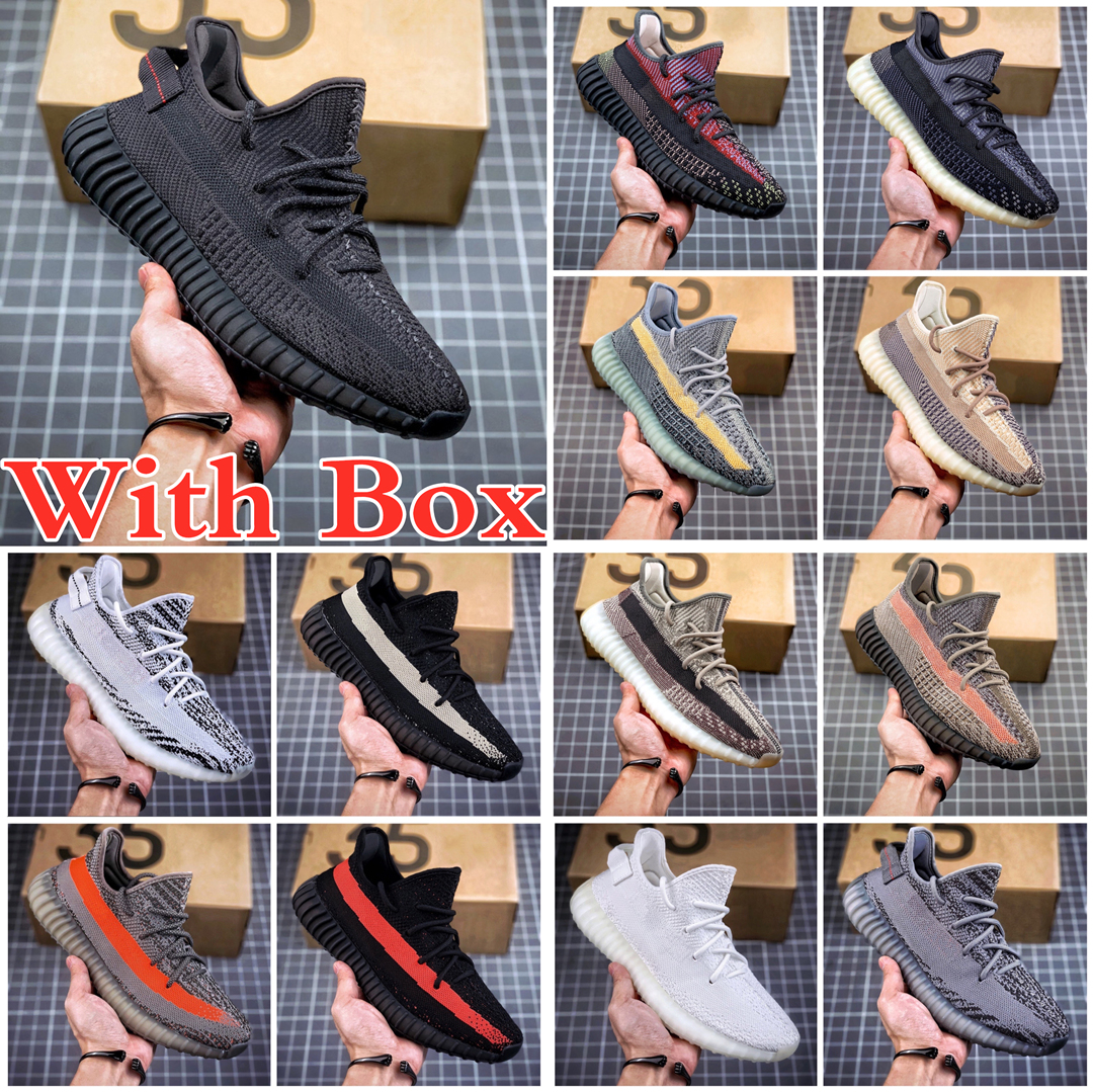 

With box Kanye Clay V2 West Static 3M Reflective Running Shoes beluga 2.0 Cinder Ash Pearl Black Red Carbon Zyon Zebra Sand Taupe Mens Womens Sneakers US UK 36-46, #36