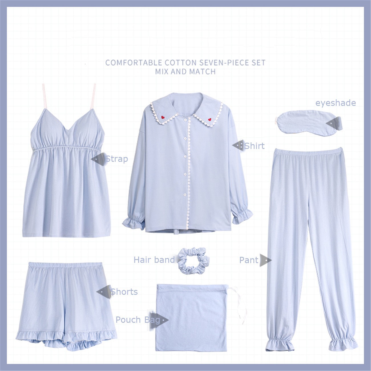 Young Lady 7pcs Sweet Long Shirt Sleeve & Nightwear Heartbeat Competition Fresh Cut Pajamas Cprr, Color-1
Young Lady 7pcs Sweet Long Shirt Sleeve & Nightwear Heartbeat Competition Fresh Cut Pajamas Cprr, Color-1