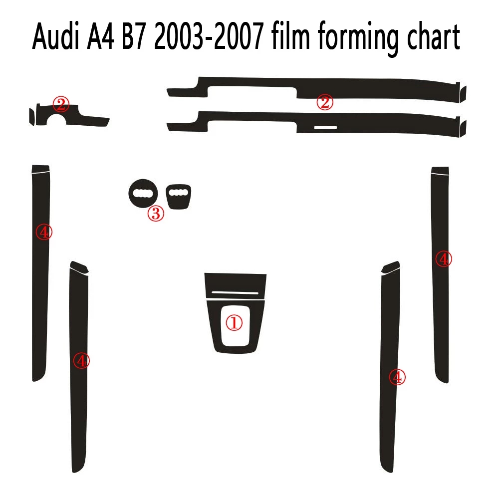 For Audi A4 B6 B7 2002-2008 Interior Central Control Panel Door Handle Carbon Fiber Sticker Decals Car styling Accessorie