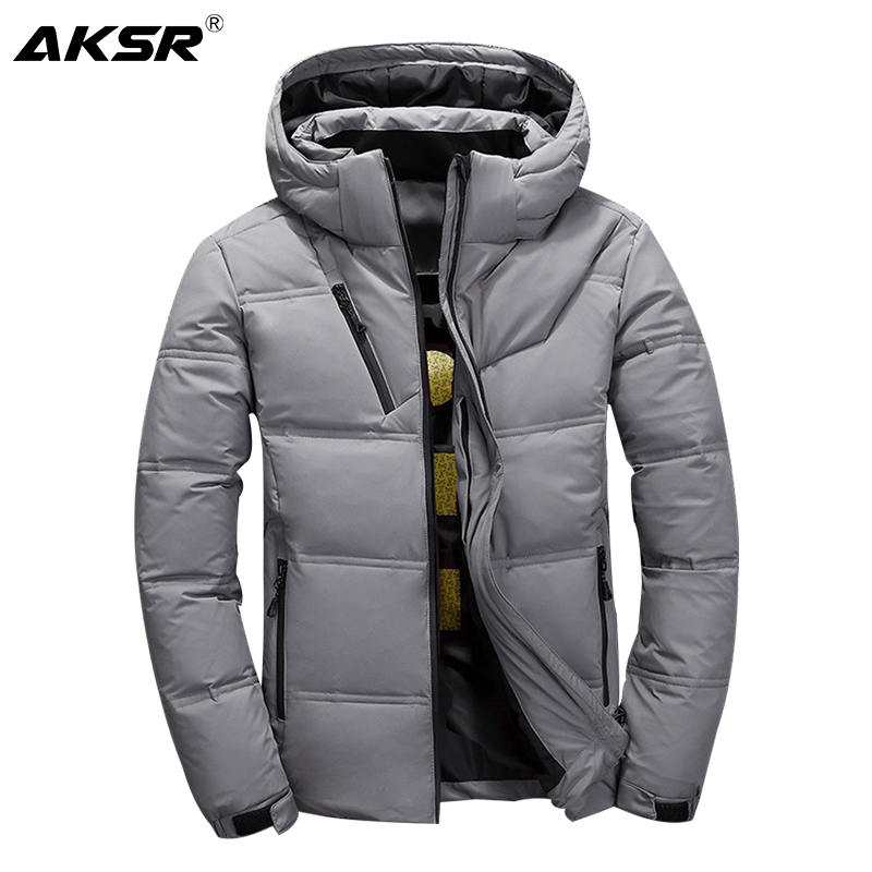 AKSR Men's Winter Down Jacket Coat White Duck Down Jackets with A Hood Thick Thermal Warm Outwear Puffy Jacket Doudoune Homme 201225