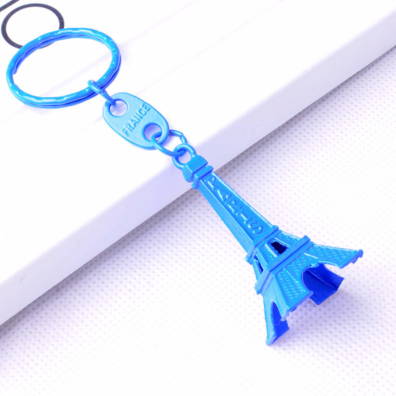 50pcs/lot Paris Eiffel Tower Keychain Mini Eiffel Tower Candy Color Keyring Store Advertising Promotion Service Equipment Keyfob