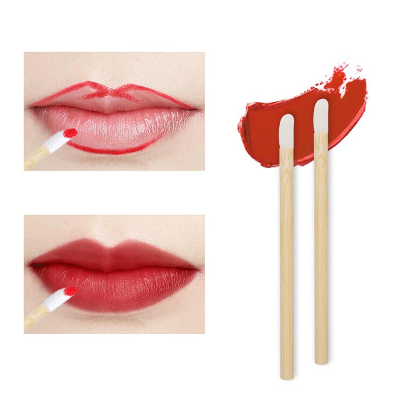 Makeup Brushes 50pcs Disposable Bamboo Wood Lip Brush Stick Applicator Lipstick Wands Eye Shadow Gloss Cosmetic Tool