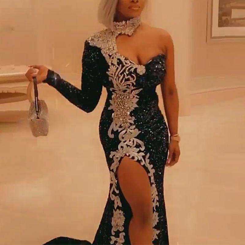 2025 Arabic Mermaid Evening Dresses Aso Ebi Bury Urious Beaded Crystals Sheer Neck Prom Formal Party Second Reception Gowns 0220