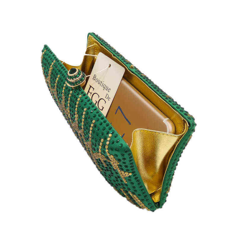 Boutique De FGG Emerald Green Women Crystal Evening Bags and Clutches Wedding Party Dinner Ladies purses and Handbags 211123