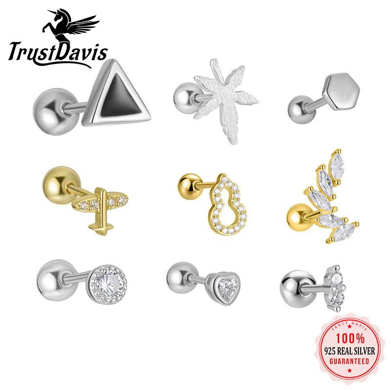 Stud TrustDavis Real 925 Sterling Silver Fashion Plane Round Triangle Beads Screw Earrings For Women Wedding Fine Jewelry DA2452, Golden;silver
Stud TrustDavis Real 925 Sterling Silver Fashion Plane Round Triangle Beads Screw Earrings For Women Wedding Fine Jewelry DA2452, Golden;silver