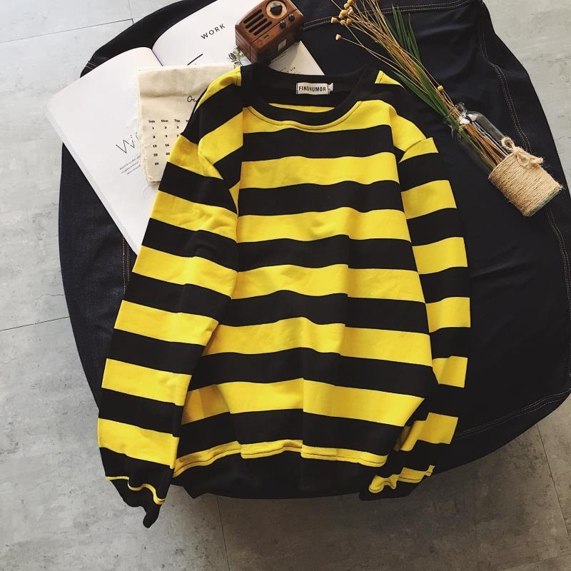 Hip Hop T Shirts men Long Sleeve Striped t shirt Casual Men tee shirt Streetwear Men Patchwork Cotton T-shirt 210225