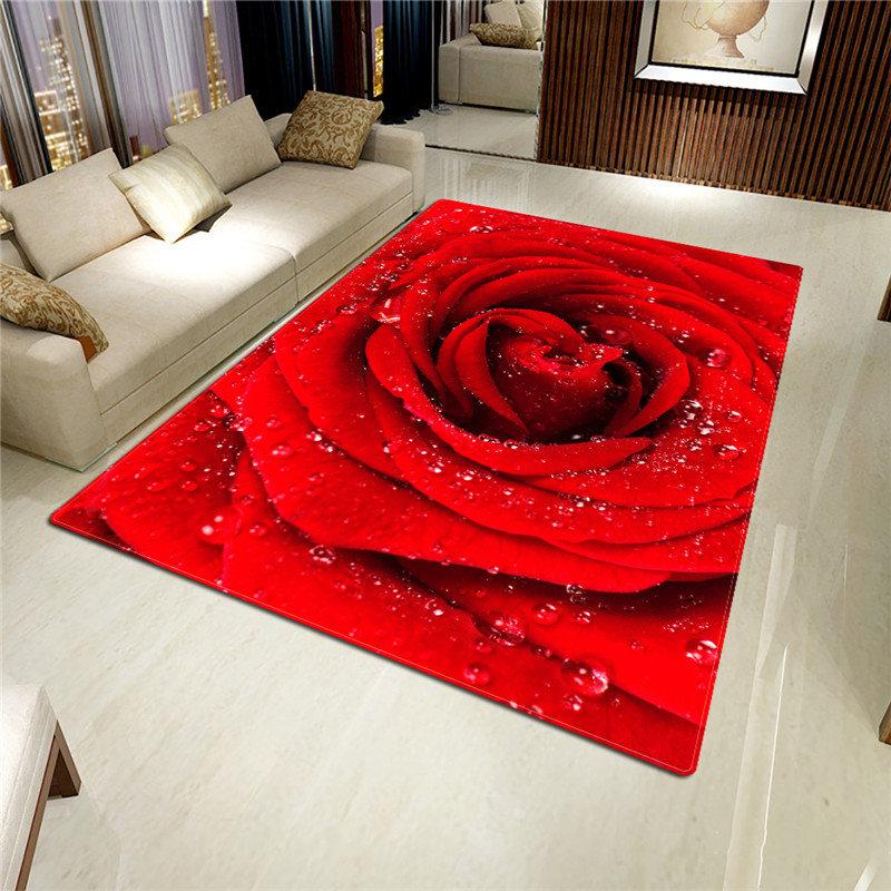 Carpets 2021 Rose Carpet 3D Mat For Living Room Flower Rug Bathroom Anti-slip Absorb Kitchen Home Decor Doormat Custom