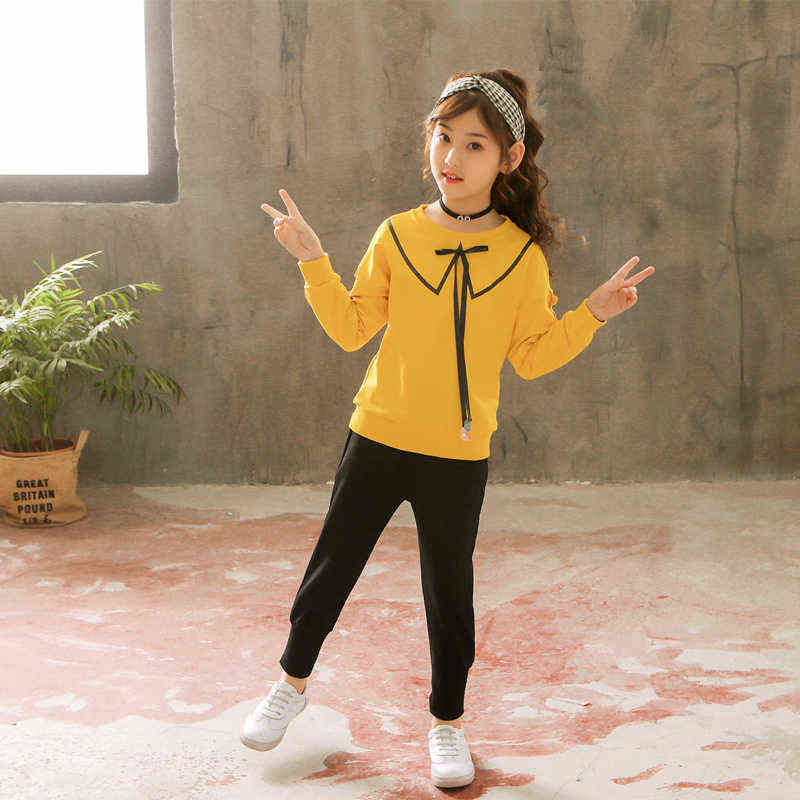 Girls Clothing Sets Kids Long Sleeve Shirts Pants Suits Autumn Winter Baby Girl Clothes 5 6 7 8 9 10 12 Years 211104