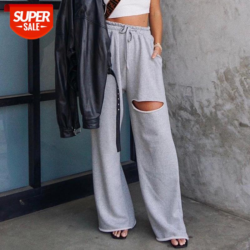 Weekeep Drawstring Elastic Waist Hole Straight Pants Women Streetwear Gray Spring Autumn Sweatpants Women 2020 Trousers #Mw1h, Black;white
Weekeep Drawstring Elastic Waist Hole Straight Pants Women Streetwear Gray Spring Autumn Sweatpants Women 2020 Trousers #Mw1h, Black;white