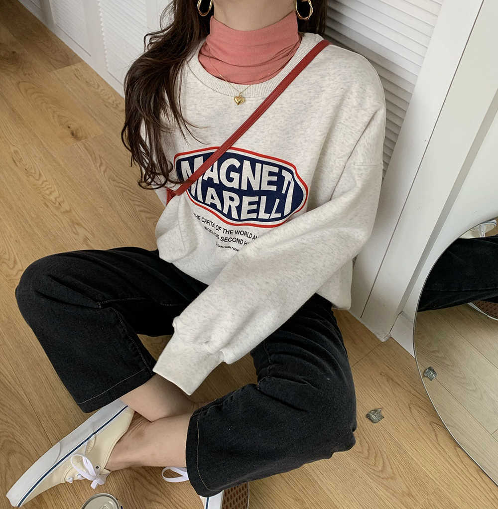 Autumn Sweatshirt Japanese Style Outfit Casual Top Letter Full Sleeve Loose Cotton CHIC QT283 210609