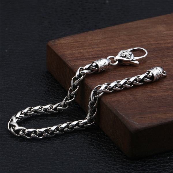 Quality 925 Sterling silver Braided foxtail link chain bracelets 5mm American European antique handmade vintage designer luxury jewelry accessories gi
