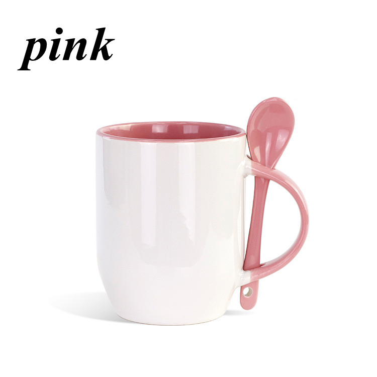 11oz sublimation ceramic mug Blank Coffee Mugs with spoon sublimation Cup Coaster Tea Chocolate Ceramic Cups