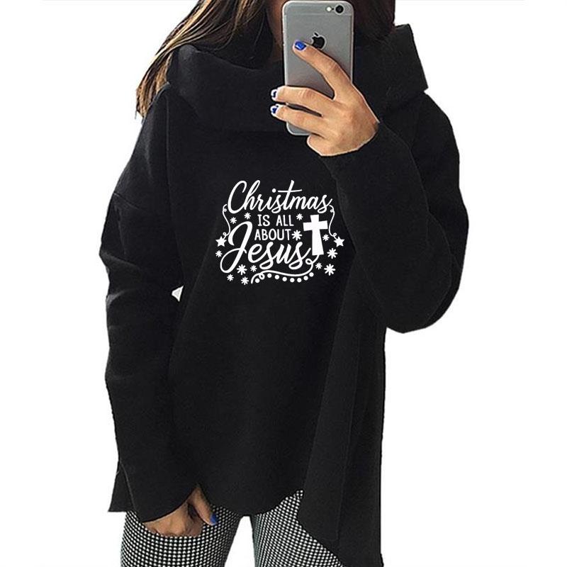 Women's Hoodies & Sweatshirts Christmas Is All About Jesus Letter Print Women Irregular For Female Femmes Lover Gift Autumn Sweet Tops, Black
Women's Hoodies & Sweatshirts Christmas Is All About Jesus Letter Print Women Irregular For Female Femmes Lover Gift Autumn Sweet Tops, Black
