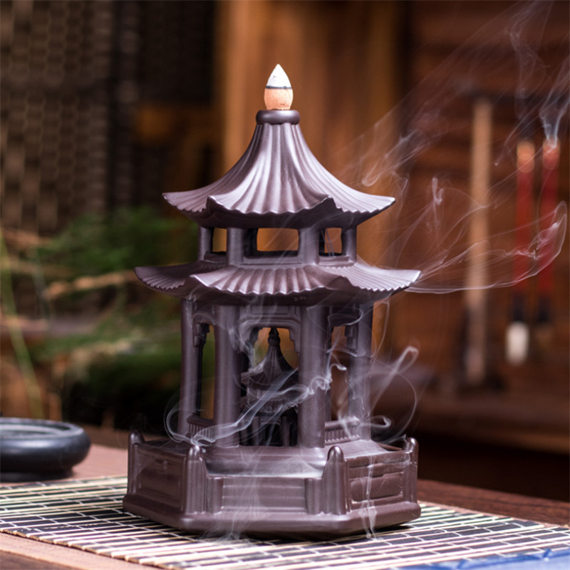Retro Ceramic Pagoda Design Backflow Incense Burner Creative Incense Cones Holder Waterfall Censer Home Teahouse Decoration 
Retro Ceramic Pagoda Design Backflow Incense Burner Creative Incense Cones Holder Waterfall Censer Home Teahouse Decoration