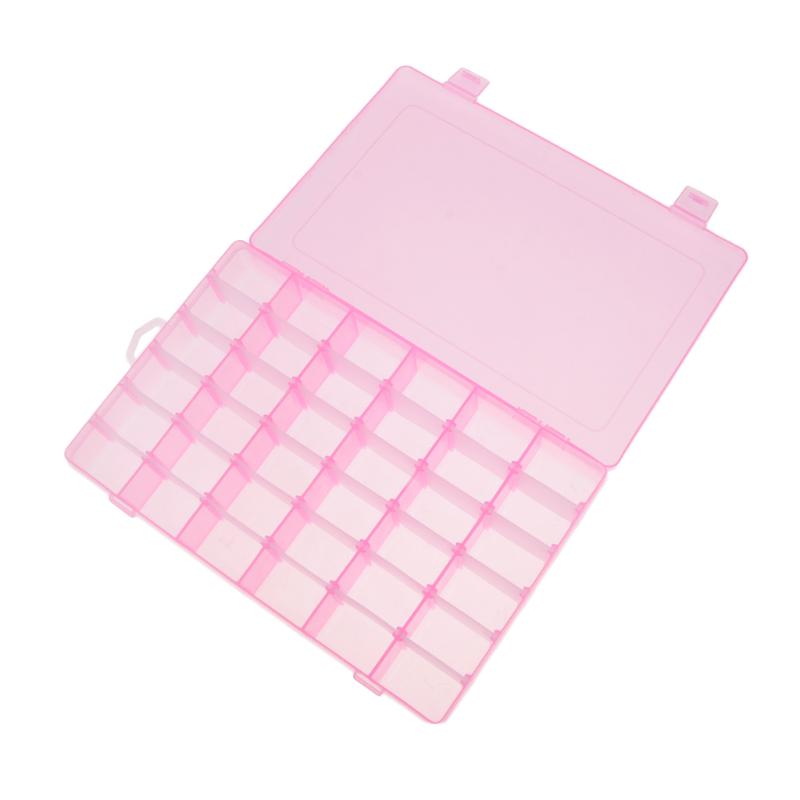 Clear Plastic 36 Slots Nail Art Tools Jewelry Display Storage Box Case Organizer