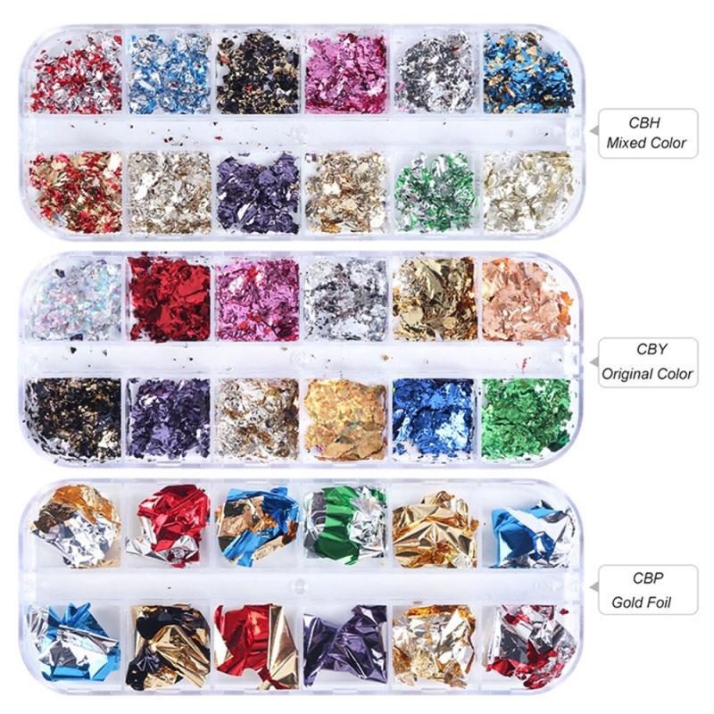 Gold Silver Red Colorful Nail Art Foil Paper Irregular Aluminum Nails Sticker Manicures Glitter Gel Polish Fingernail Decoration