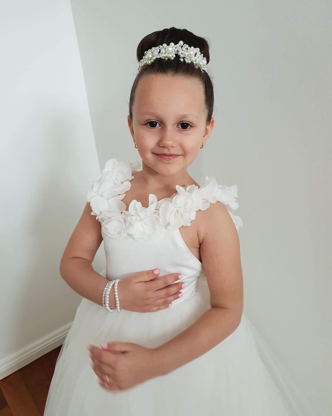 Beauty Noble And A E Girl Dree For Wedding Party Gown Tulle Lace Or Length Sleevele D Ral Hand Made Wer Applique Firt Communion H Pplique 6660306