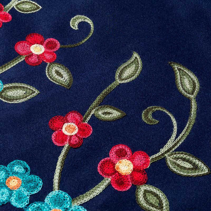 Mom elegant Embroidered Maxi pleated skirt Women Plus Size Winter Warm Woolen Long Skirt Lady High Waist Casual Wool Office saia 210619