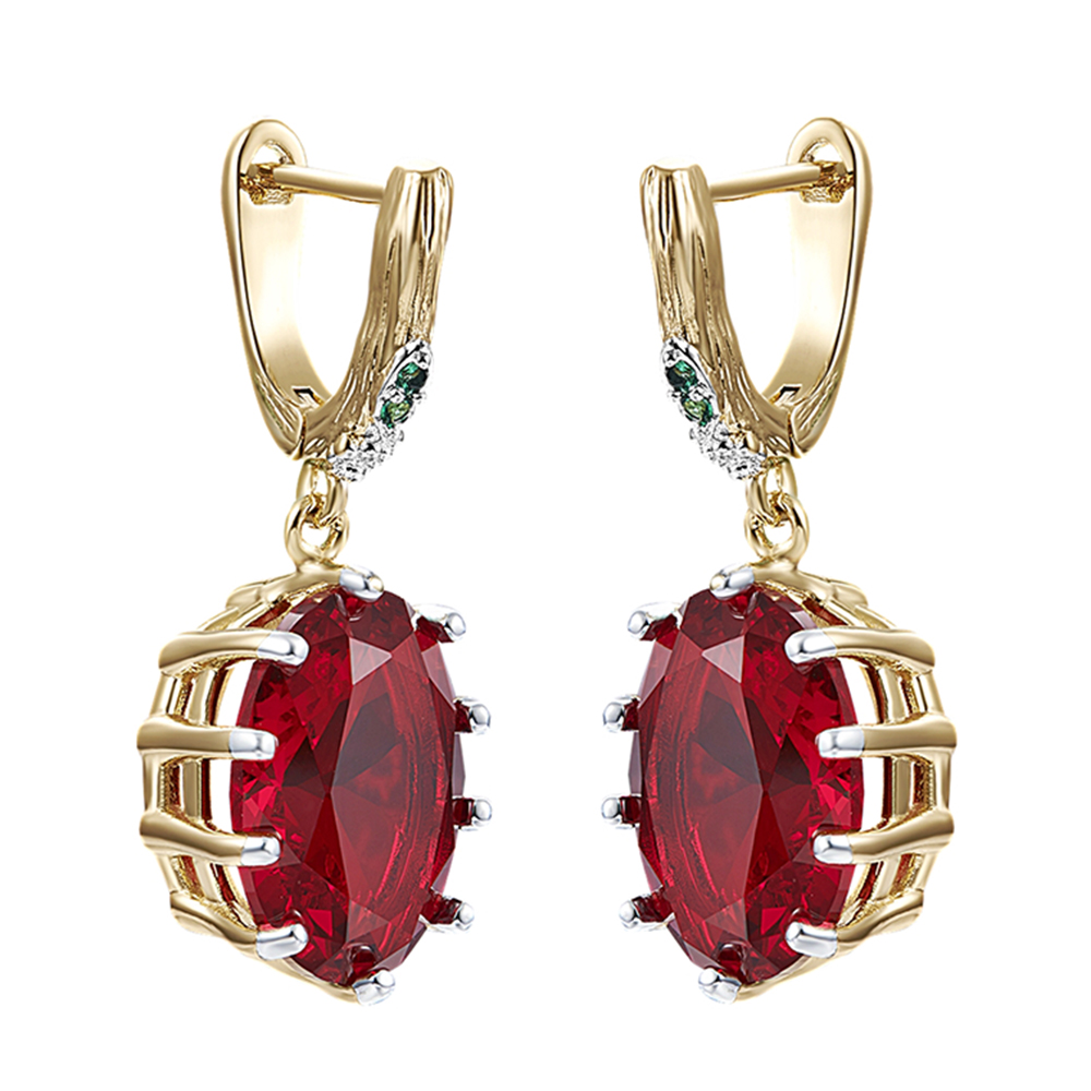 New Year Gift Long Drop Gold-Color Earrings Women's Jewellery With Big Oval Red Cubic Zirconia Beautiful Jewelry
New Year Gift Long Drop Gold-Color Earrings Women's Jewellery With Big Oval Red Cubic Zirconia Beautiful Jewelry