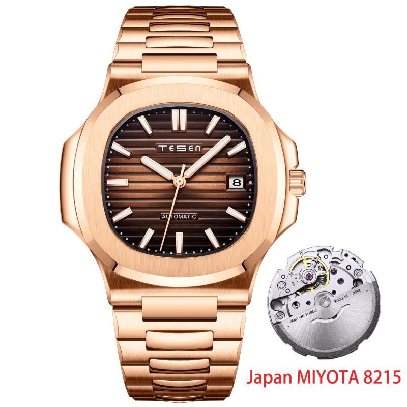 Wristwatches Tesen Design Nautilus Men's Watch Automatic Mechanical Miyota 8215 Movement Business Fashion Waterproof Luminous, Rose gold coffee
Wristwatches Tesen Design Nautilus Men's Watch Automatic Mechanical Miyota 8215 Movement Business Fashion Waterproof Luminous, Rose gold coffee