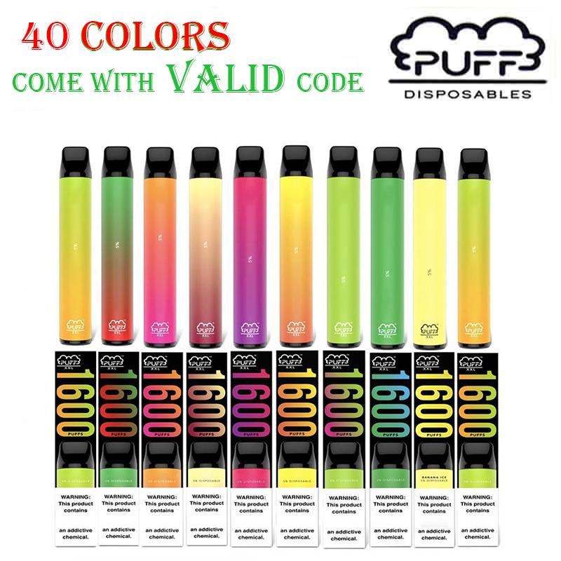Newest Puff XXL Disposable Vape Pen Device With Security Codes 6.5ml 1000mAh Pre-Filled 1600 Puffs Puff Bar Kit
Newest Puff XXL Disposable Vape Pen Device With Security Codes 6.5ml 1000mAh Pre-Filled 1600 Puffs Puff Bar Kit