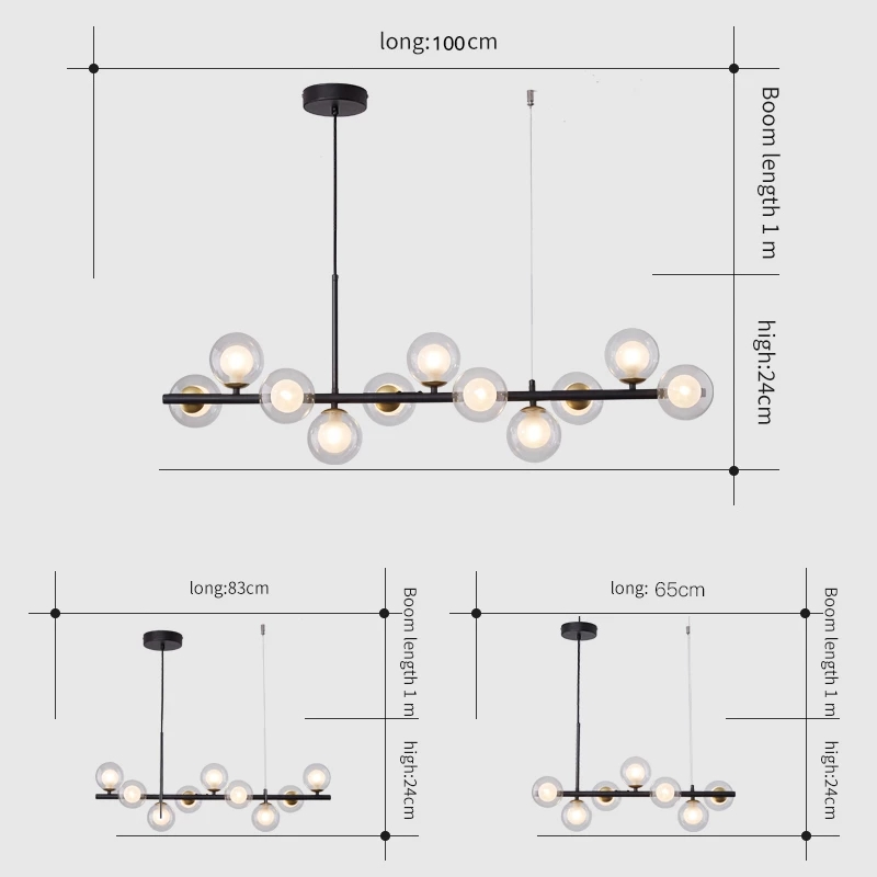 Nordic LED Chandelier Lamp for Kitchen Living Dining Room Hall 11 Heads Glass Ball Hanging Pendant Light Indoor Decor Lighting Fixture R410