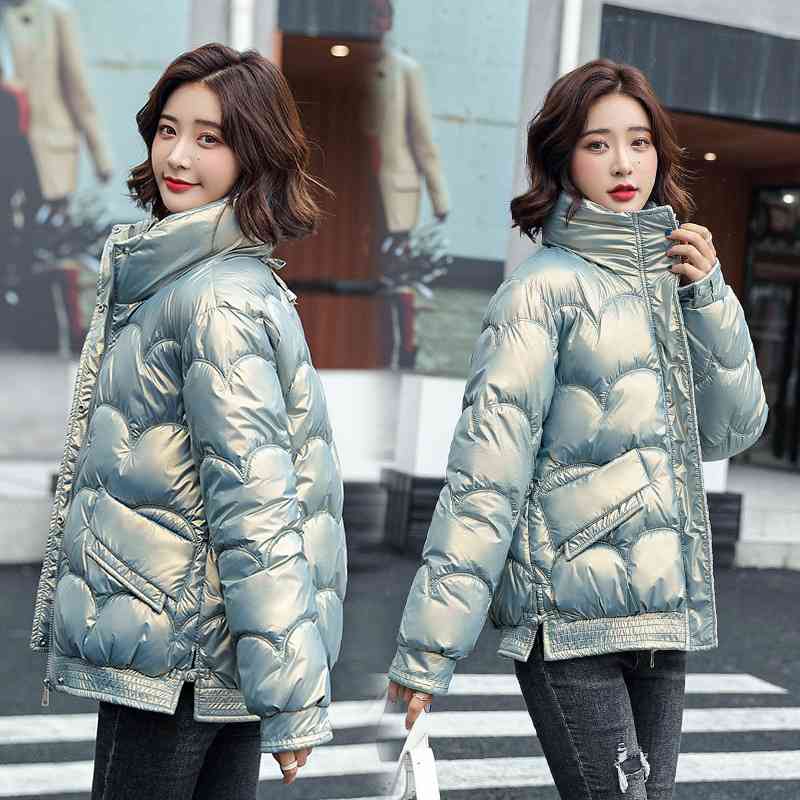 Women's Cotton-padded Jacket Bright Puffer Winter Short Bubble Parkas 210819