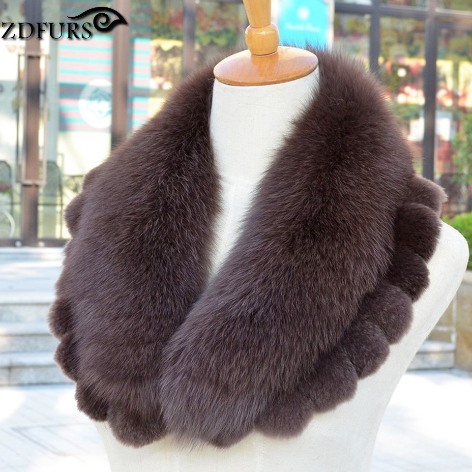 ZDFURS womens winter coat collar accessories Genuine fur scarf with rex lace ZDC163006 Y201007