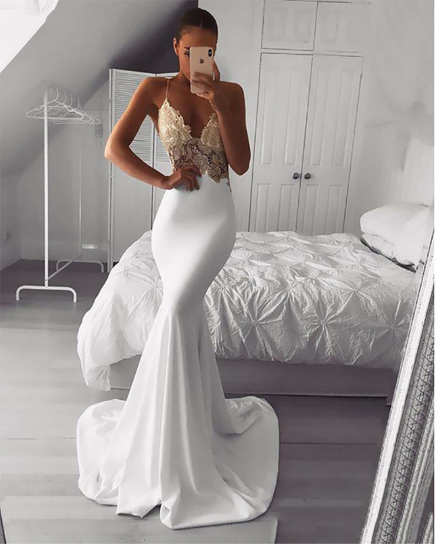 Mermaid Dress 2021 Soft Satin Vestidos De Novia Vintage Lace Spaghetti Strap Bridal Dresses Wedding Gowns 0227Lz