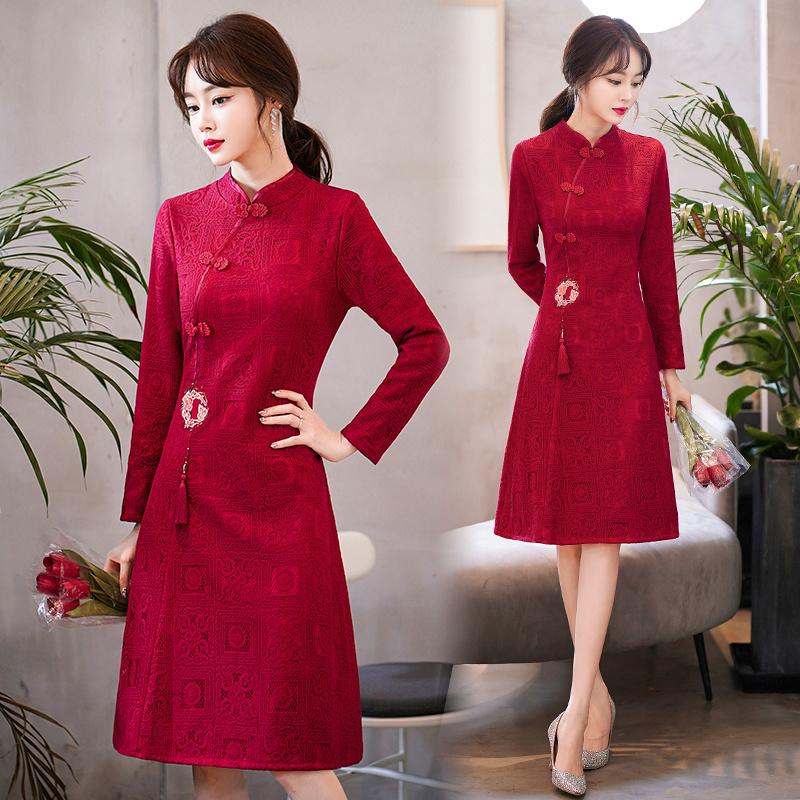 Ethnic Clothing Red Lace Qipao Slim Women Style Vintage Plus Size Chinese Dress Modern Cheongsam Vestido Chino Mujer Autumn Wedding
Ethnic Clothing Red Lace Qipao Slim Women Style Vintage Plus Size Chinese Dress Modern Cheongsam Vestido Chino Mujer Autumn Wedding