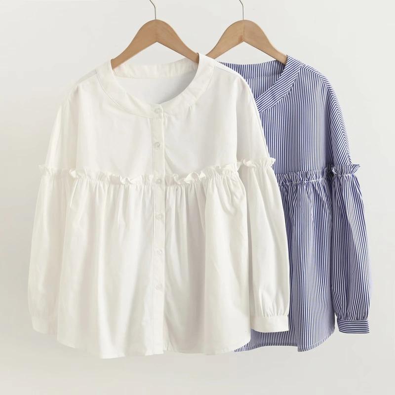 Women's Blouses & Shirts Fresh Style Ruffles Patchwork Sweet Women Fashion Cute O Neck Drop Shoulder Three Quarter Loose Cotton For Girls, Purple
Women's Blouses & Shirts Fresh Style Ruffles Patchwork Sweet Women Fashion Cute O Neck Drop Shoulder Three Quarter Loose Cotton For Girls, Purple